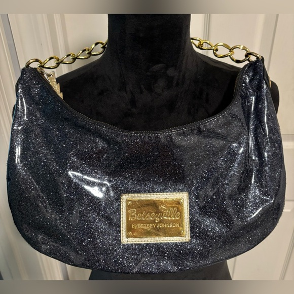 Betseyville by Betsey Johnson Black Sparkly Bag/Purse - Picture 1 of 14